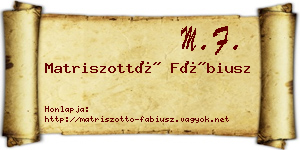 Matriszottó Fábiusz névjegykártya
